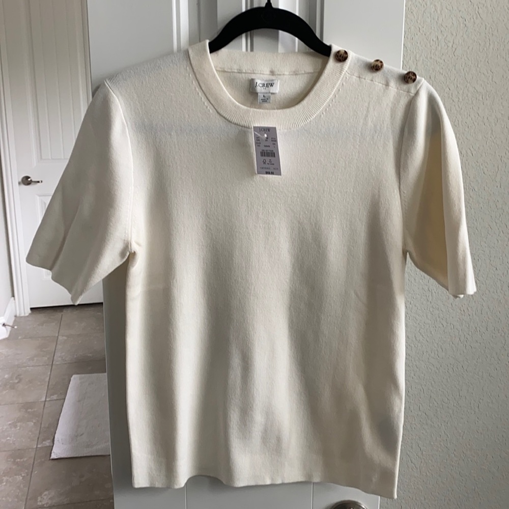J. Crew Factory • cream short sleeve sweater, L